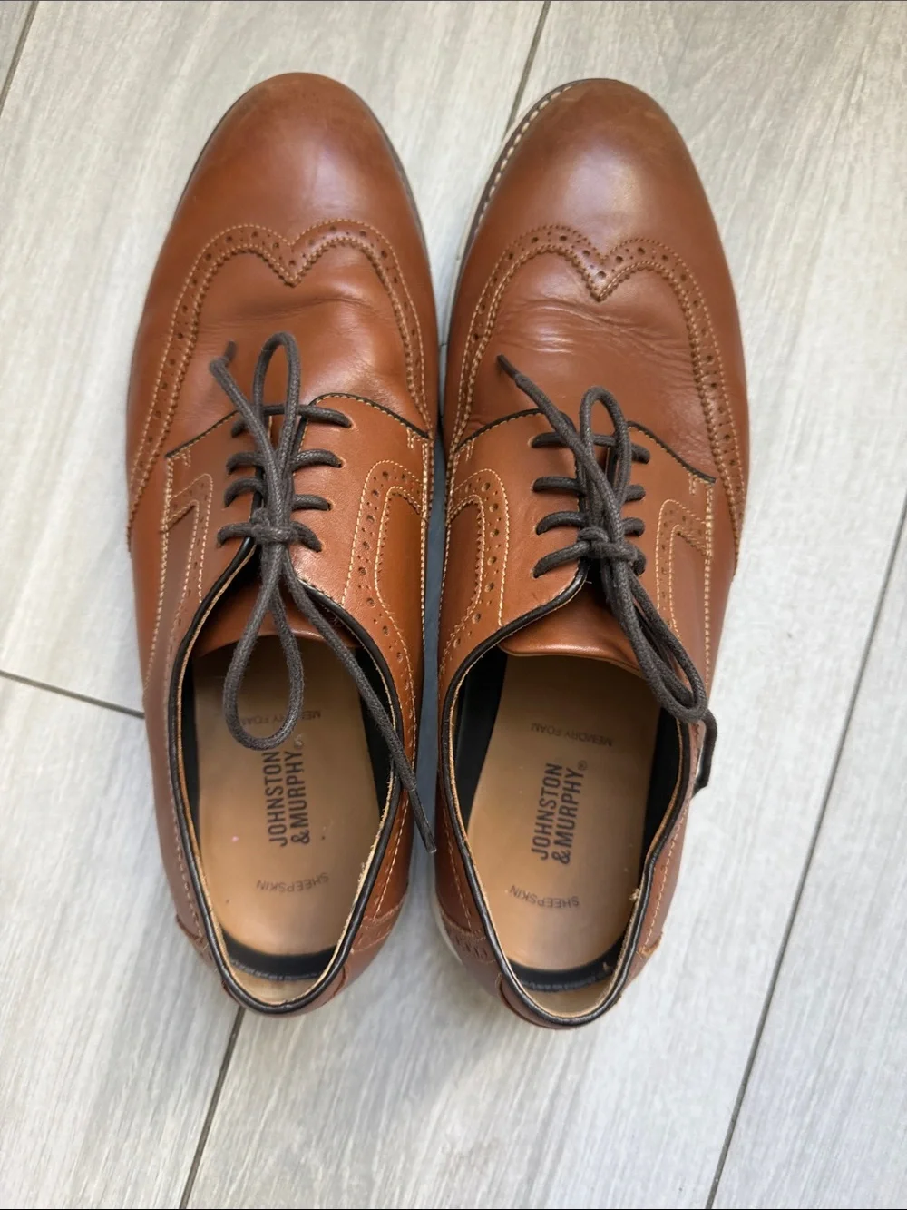 Johnston & Murphy Holden Wingtip, Size 12, Tan Full Grain